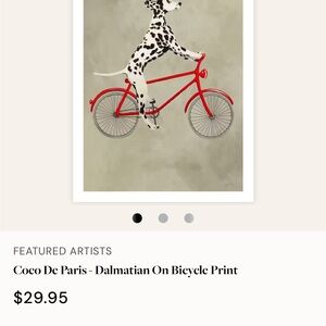Dalmatian on Red Bicycle Art Print